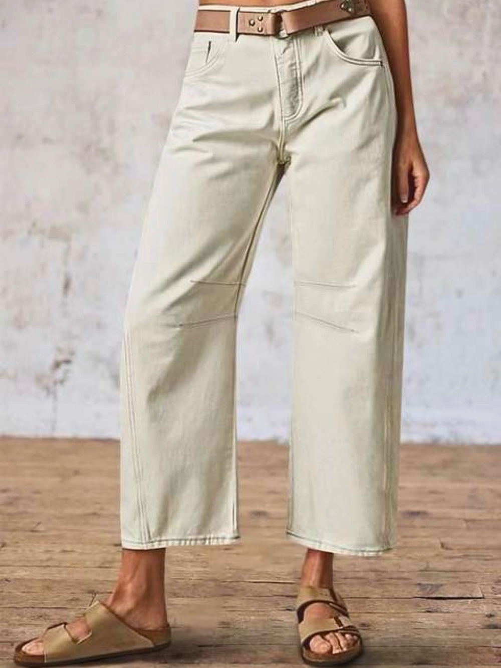 High-Rise Wide Leg Jeans in Cream